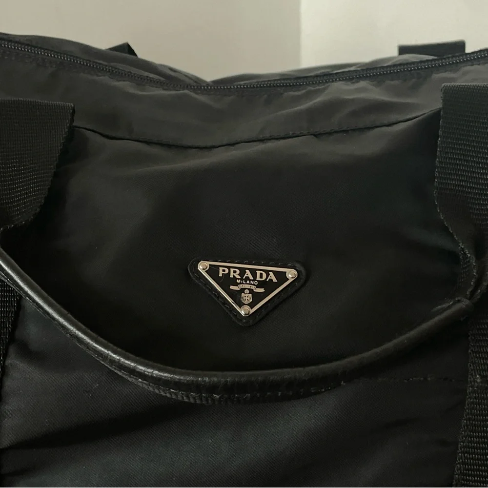 Prada Vintage Nylon Black Duffel Travel Bag Carry On Authentic Vintage - Picture 3 of 15